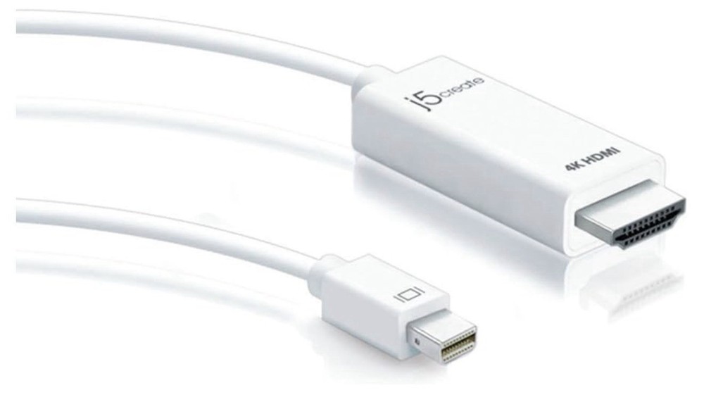 j5create Mini DisplayPort to 4K HDMI Cable- Supports up to 4K x 2k @ 30Hz (7 ft)