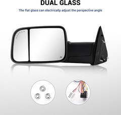 2009-2018 Ram 1500 2010-2018 2500 3500 Towing Mirrors Pair–Compatible