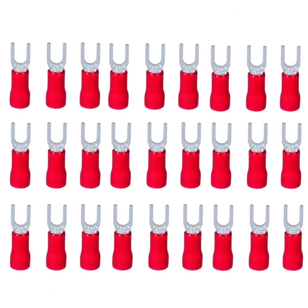 200pcs Insulated Crimp 16-22AWG Wire Connectors Fork Spade Terminals #4 Stud