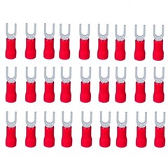 200pcs Insulated Crimp 16-22AWG Wire Connectors Fork Spade Terminals #4 Stud