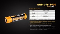 2 pack Fenix ARB-L18-3400 rechargeable 3400mAh Li-ion battery w/Fenix Charger