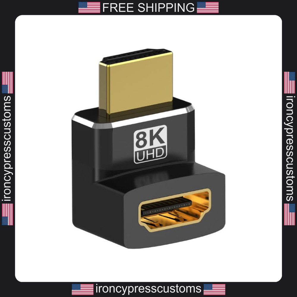 2 Pack HDMI Adapter 8K Support 90 Degree and 270 Degree Angled Connectors
