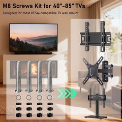 M8 Screws for Samsung TV Mounting Kits M8 x 45mm Pitch 1.25mm VESA Bolts Washers