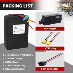 48V Lithium LiFePO4 16Ah Batterie for Motor.DIY Projects and Outdoor Equipment。