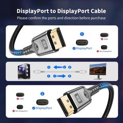 3.3Ft Braided GoldPlated DisplayPort 1.4 Cable DP To DP 8K@60Hz 4K@144Hz