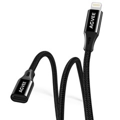 AGVEE [6.6ft Lightning Extension Cable Braided Female to Male 6.6ft, Black