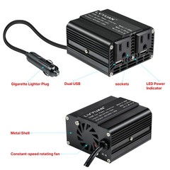 200W Car Vehicle Power Inverter DC 12V to AC 110V 120V Converter With 2USB Black