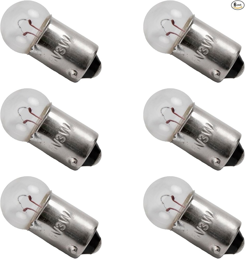 6V 3W 6 Volt 3 Watt Speedo Speedometer Light Bulb (6 pieces) Bulb model: BA9s Mi