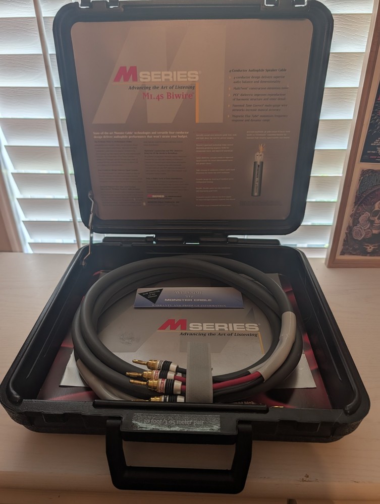 Monster Cable M-Series M1.4s Bi-Wire Speaker Cables W/3 10ft/3m Pair – CIB