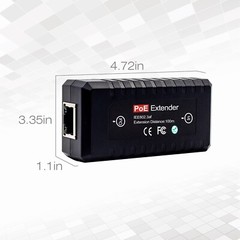 Poe Ethernet Extender 1 Port PoE Repeater 10/100Mbps, IEEE802.3af for IP Camera