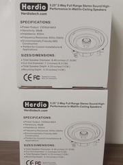 Herdiotech 5.25″ 2- Way Full Range Stereo, Wall Or Ceiling Speaker. HCS528