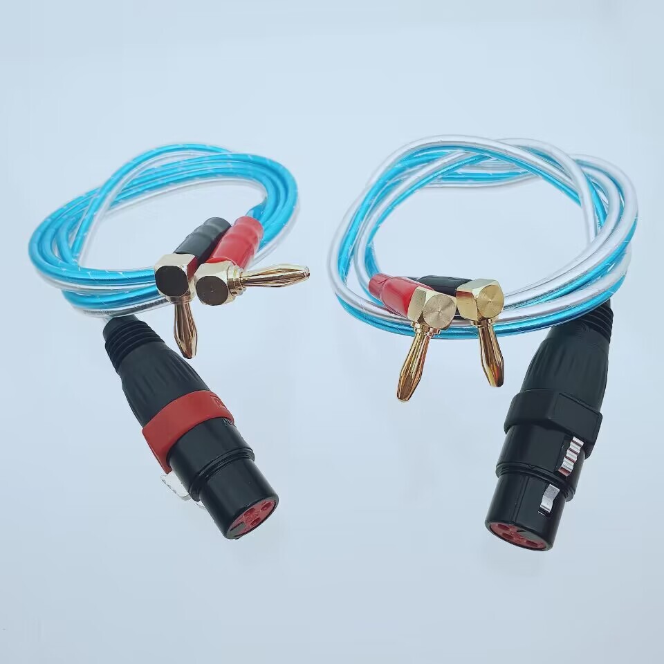 1Pairs Dual Banana Plug RA to XLR 3pin male Audio Speaker patch Cable DJ PRO PA