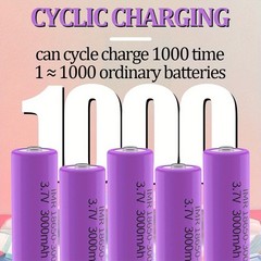 3.7V 3000mAh Li-ion Rechargeable Battery Button Top Cell For Flashlight