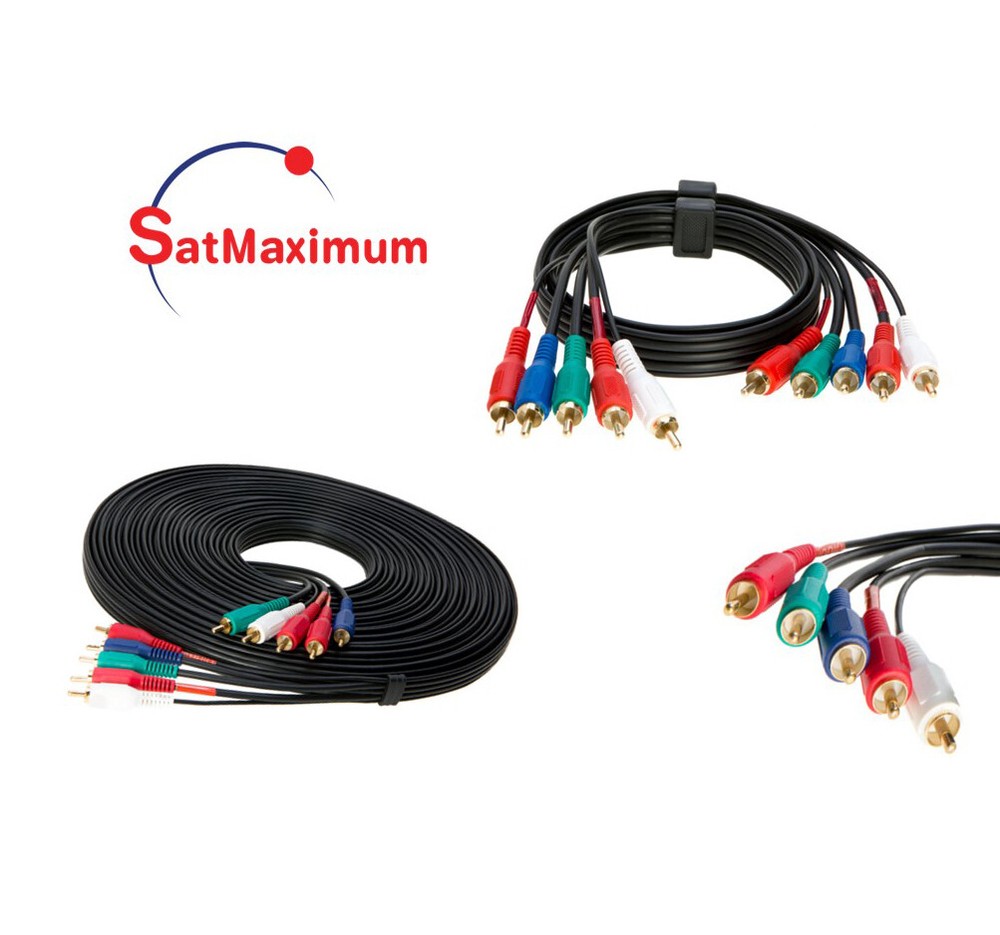 5 RCA Male to 5 RCA Male Audio Video Component Cable A/V TV DVD Multi-Pack – LOT