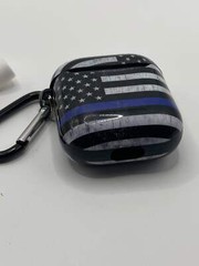 Rustic Black/White Flag with Blue Stripe – AirPod Case Cover – added bonus – 1st