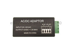 24 VAC to 12 VDC, 1.5 Amp Supply Current Power Adapter for Indoor Outdoor CCTV