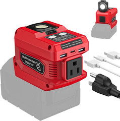 220W Power Inverter Compatible with Milwaukee 18V Battery ，DC 18V to 110V AC