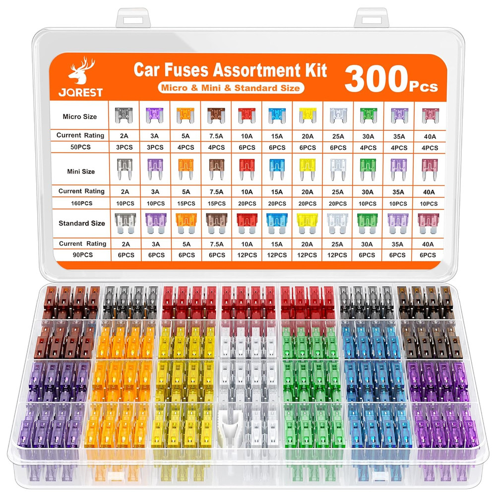300Pcs Car Fuse Assortment Kit 160 Mini Blade Fuses Automotive + 90 Standard