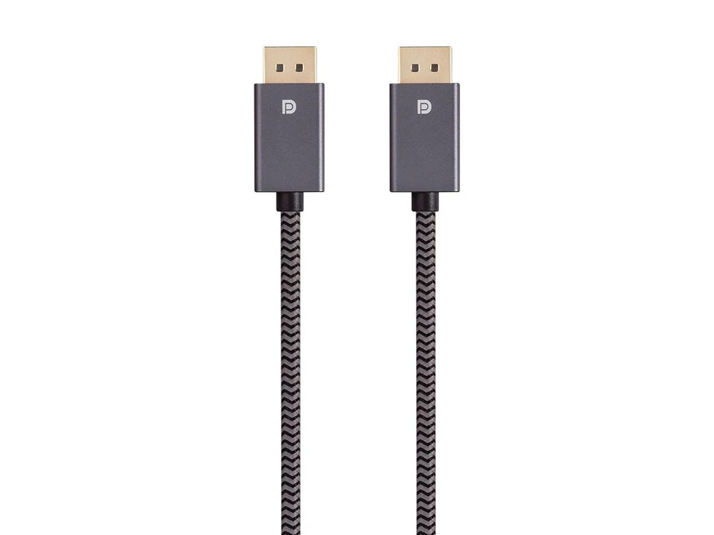 Monoprice 8k DisplayPort 1.4 EasyPlug Braided Cable – 12 Feet – Gray, 32.4 Gbps