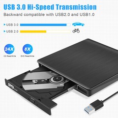 Slim External CD DVD Drive USB 3.0 Disc Player Burner Writer For Mac Laptop PC