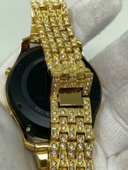 24K GOLD Plated Samsung Gear S3 Classic DIAMOND Rhinestone Band And Bezel Custom