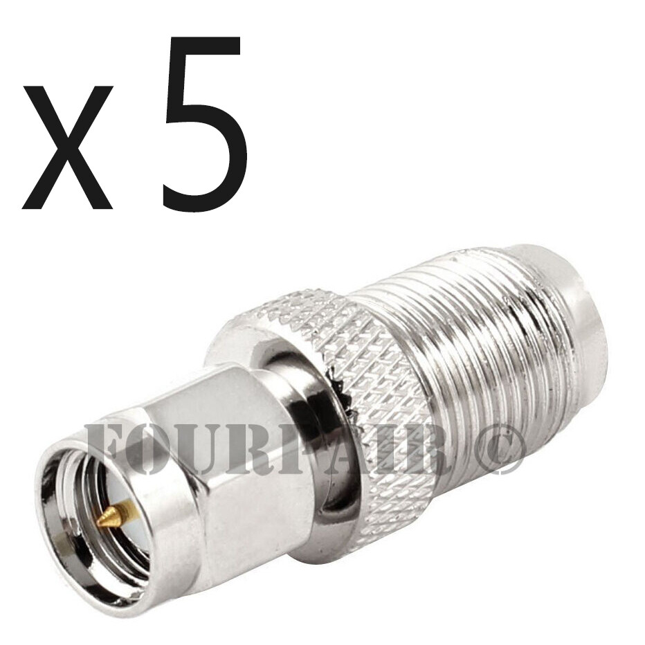 5 Pack – SMA Male Plug to F-Type Female Jack RF Coax Adapter Converter Connector