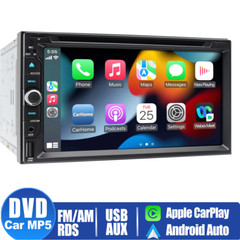 Backup Camera 2-Din Car Stereo Radio CD DVD Player Bluetooth CarPlay GPS Auto AM