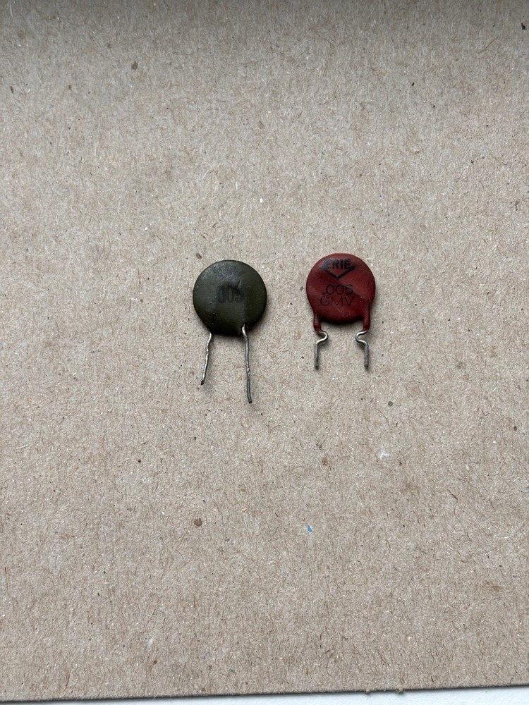 Two Vintage Ceramic Disc Capacitor 5000 pF 20% 500V, USA 0.005 uF 5000pF 0.005uF