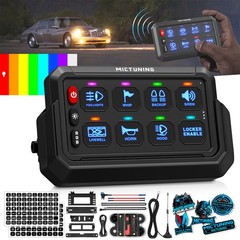 MICTUNING Wireless RGB 8 Gang Switch Panel LED Light Circuit Control Box 12v 24v