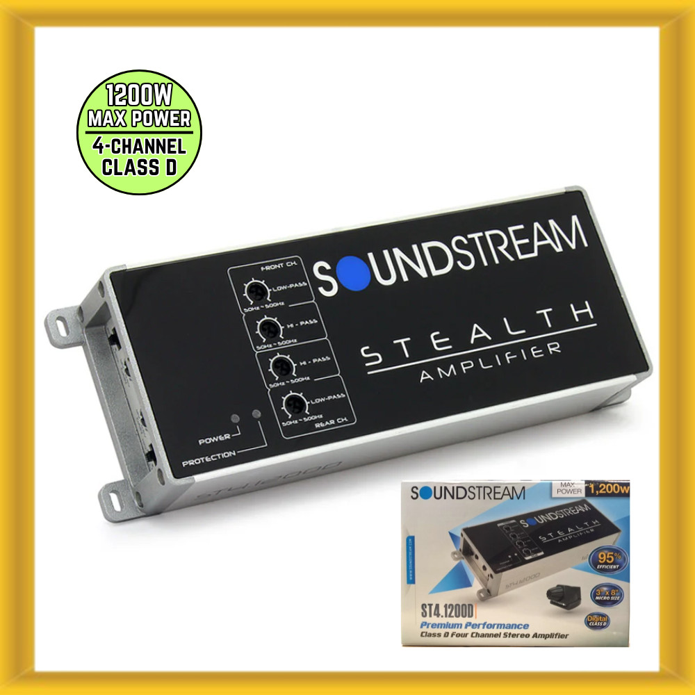 Soundstream ST4.1200D Stealth Series 1200W Class D 4-Channel Car Amplifier (NEW)