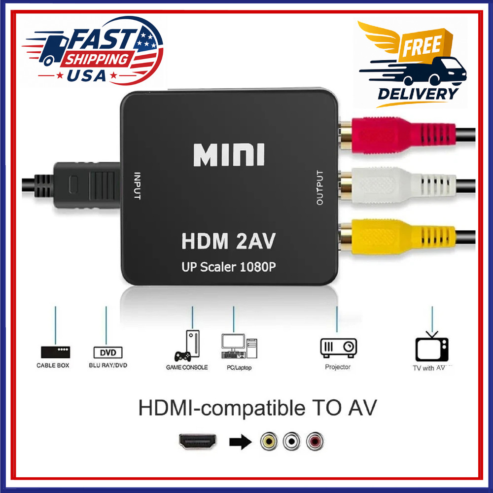 HDMI2AV Mini Converter HDMI to AV Adapter HDMI to RCA 1080P HD Video Audio – USA