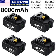 4 Pack 8.0Ah 18V For Makita LXT Lithium-Ion BL1830B BL1830 BL1860B Tool Battery