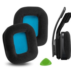 Geekria Velour Ear Pads for ASTRO Gaming A20 Headphones (Black Blue)
