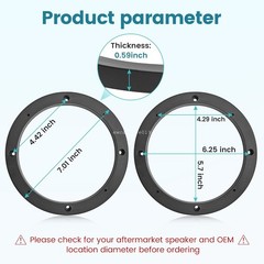 6.5″ ABS Plastic Speaker Spacer Rings Subwoofer Custom Mounting Adapter 2 Pairs