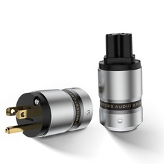 Pair Aluminum Alloy Body Gold Plated Conductor US HiFi Power Plug IEC Connector