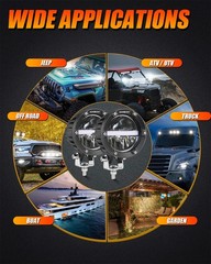 AUXBEAM 4″ LED Work Driving Light Bar SPOT Pods Amber DRL & Black Covers Shield