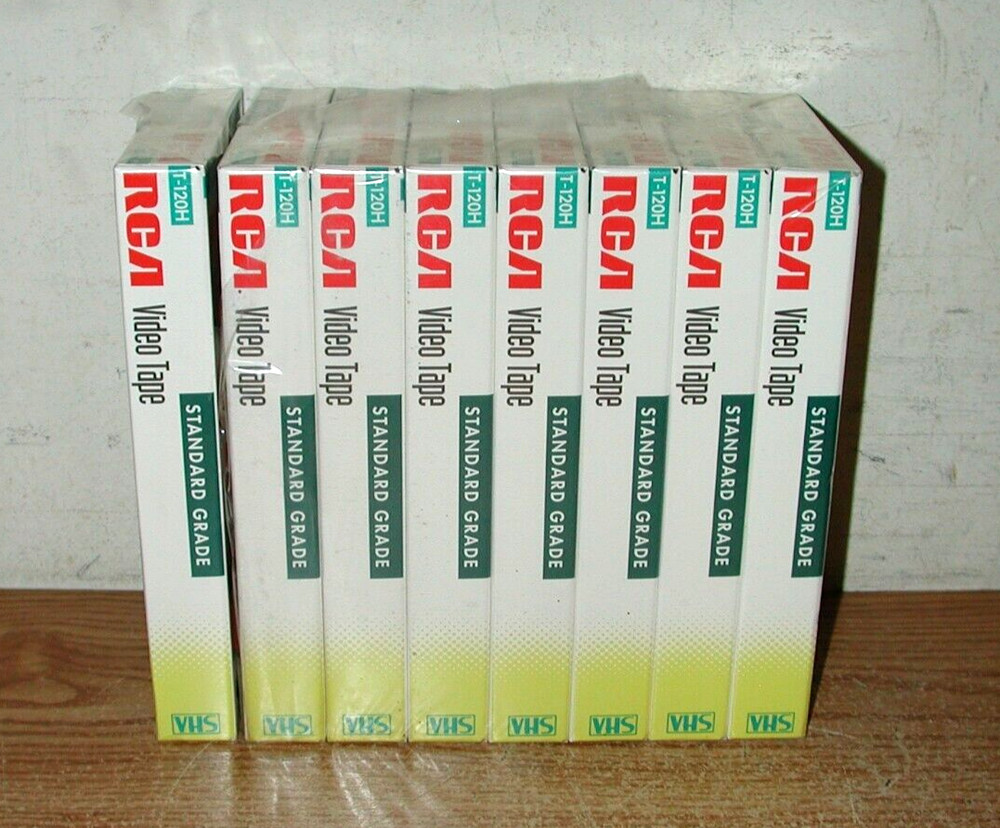 LOT OF 8 RCA T-120H STANDARD GRADE VHS VIDEO TAPES, UP TO 6 HOURS OF PLAY