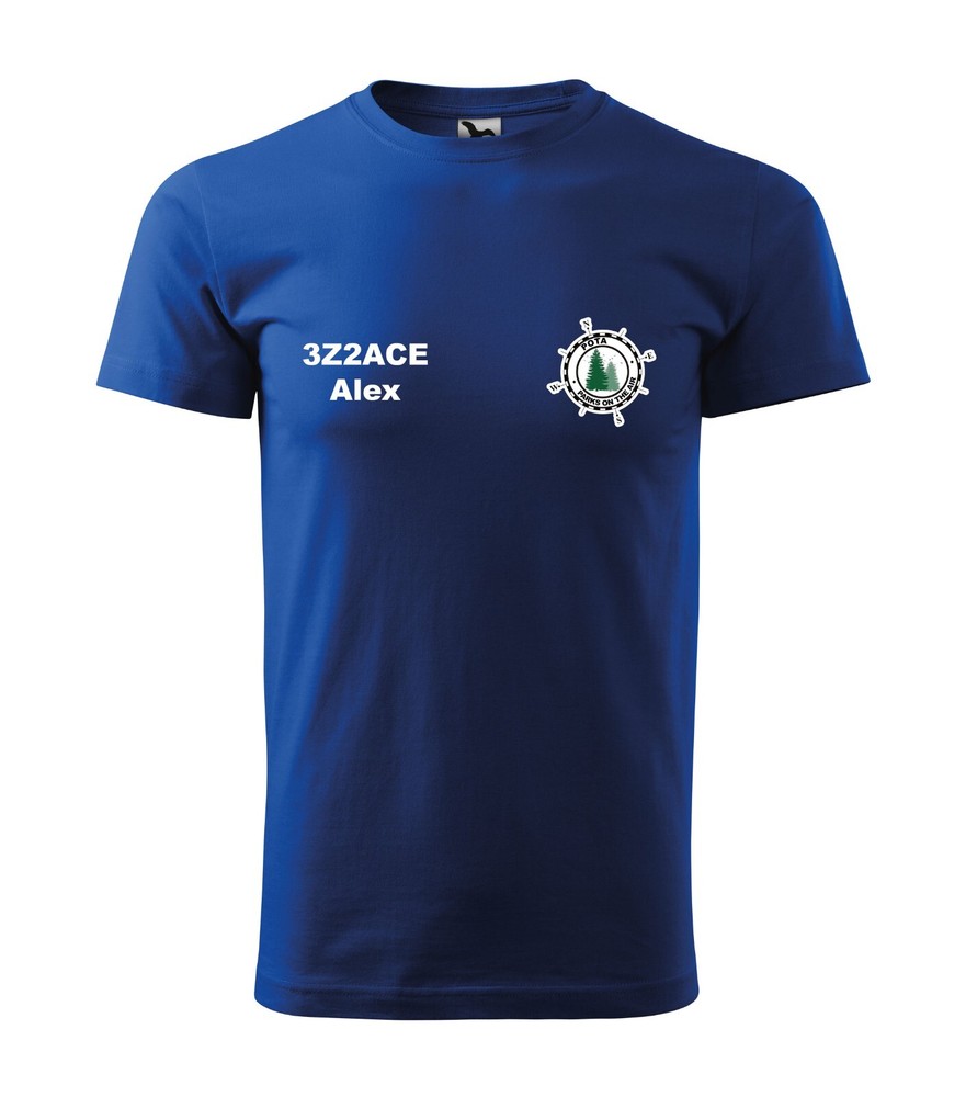 Royal Blue T-shirt with embroidered Call sign, Name and POTA logo Size S-4XL
