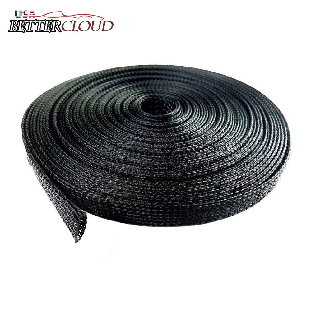 50 Feet 3/8″ Expandable Wire Cable Sleeving Sheathing Braided Loom Tubing Black