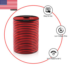 16 Gauge Wire, 16AWG Automotive Wire Electrical Wire 100FT 2 Conductor Red Black