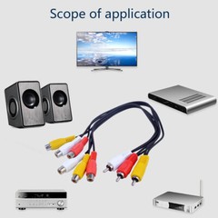 6 x 3 RCA Male Jack to 6 RCA Female Plug Splitter Audio Video Av Adapter Cable