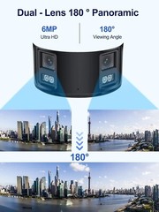 Anpviz 6MP PoE Dual-Lens Security Camera Panoramic 180°Ultra-Wide Angle Camera