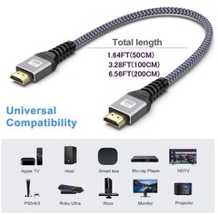 2.1 48Gbps 8K HDMI Cable HDMI High Speed Braided UHD HDTV 3D Dolby HDCP eARC HDR