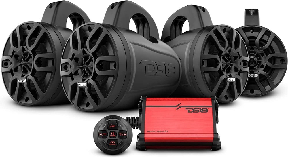 DS18 MP4TP.4A 4 HYDRO 4″ Wakeboard Tower Speakers 600W With Amplifier Bluetooth
