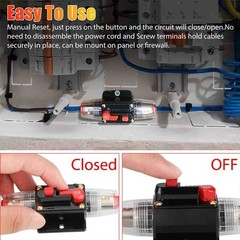 Breaker Inline 20-300A Circuit Stereo AMP Fuse For Car Audio RV Marine Reset