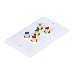 Monoprice 3731 5 RCA Coupler Type Component Wall Plate RGB + Audio 2-pack WHITE