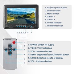 Eway 7 Inch Tft Lcd Monitor Quad Split View Hd Full Color 7 Display Screen Rca