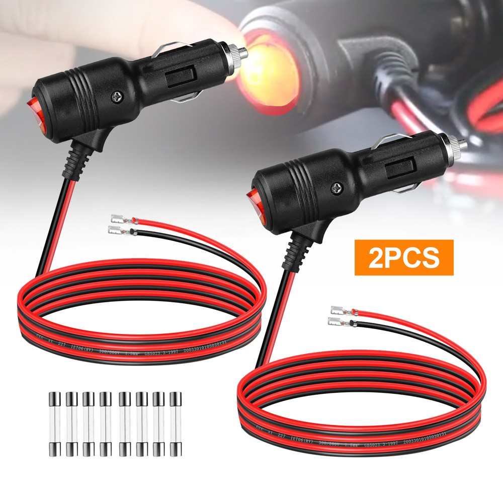 Heavy-Duty Car Cigarette Lighter Plug Adapter Power Supply Cord w/On Off Switch