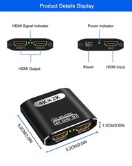 HDMI Splitter 1 In 2 Out – Aluminum 4K Signal V1.4 Powered HDCP Bypass Supports*