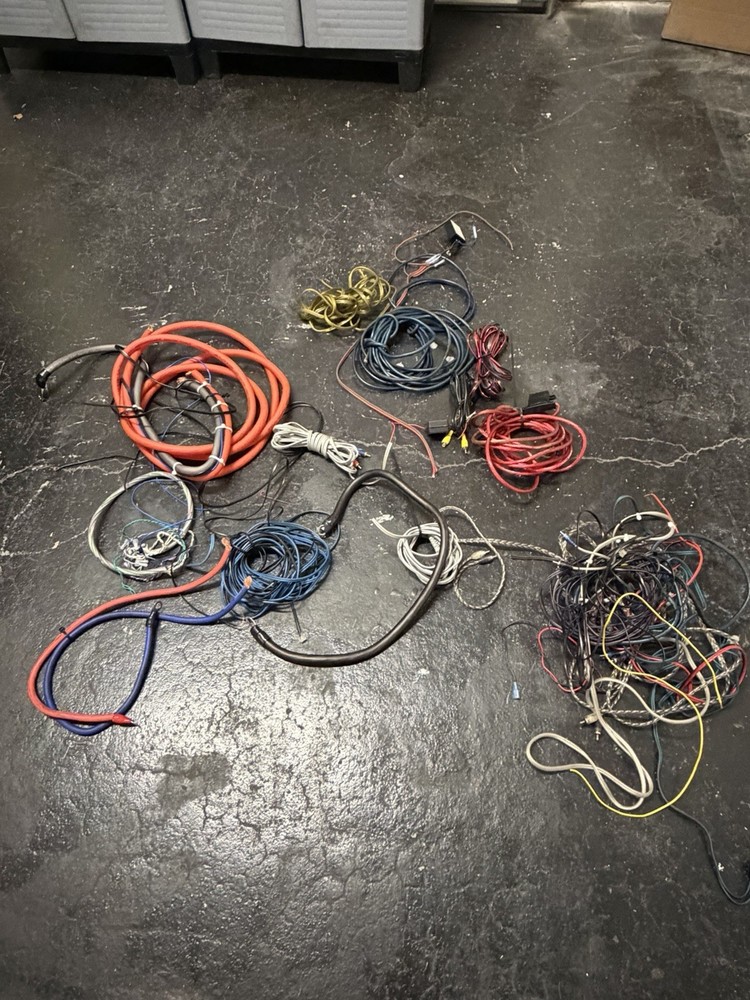 Bulk Lot Car Audio Speaker Wire & Power Cable – 1/0 Gauge, RCA, Mixed Wiring